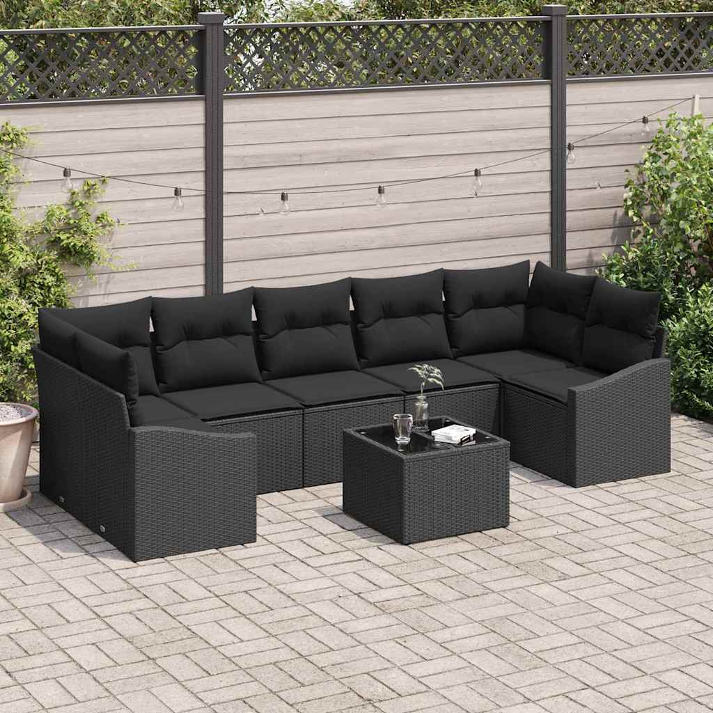 Sofa Set mit Kissen Schwarz 55 x 55 x 37 cm Poly Rattan
