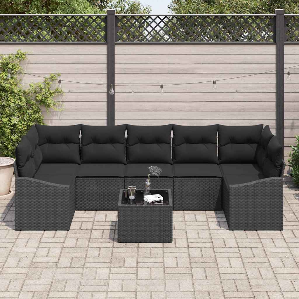Sofa Set mit Kissen Schwarz 55 x 55 x 37 cm Poly Rattan
