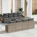 Sofa Set mit Kissen mit Kissen 9 pcs Grau Poly Rattan