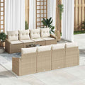Sofa Set mit Kissen 9 pcs Beige und Creme Poly Rattan