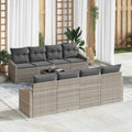 Sofa Set mit Kissen mit Kissen 9 pcs Hellgrau Poly Rattan