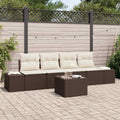 Sofa Set mit Kissen 5 pcs Braun und Creme Poly Rattan