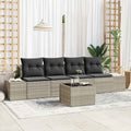 Sofa Set mit Kissen mit Kissen 5 pcs Hellgrau Poly Rattan