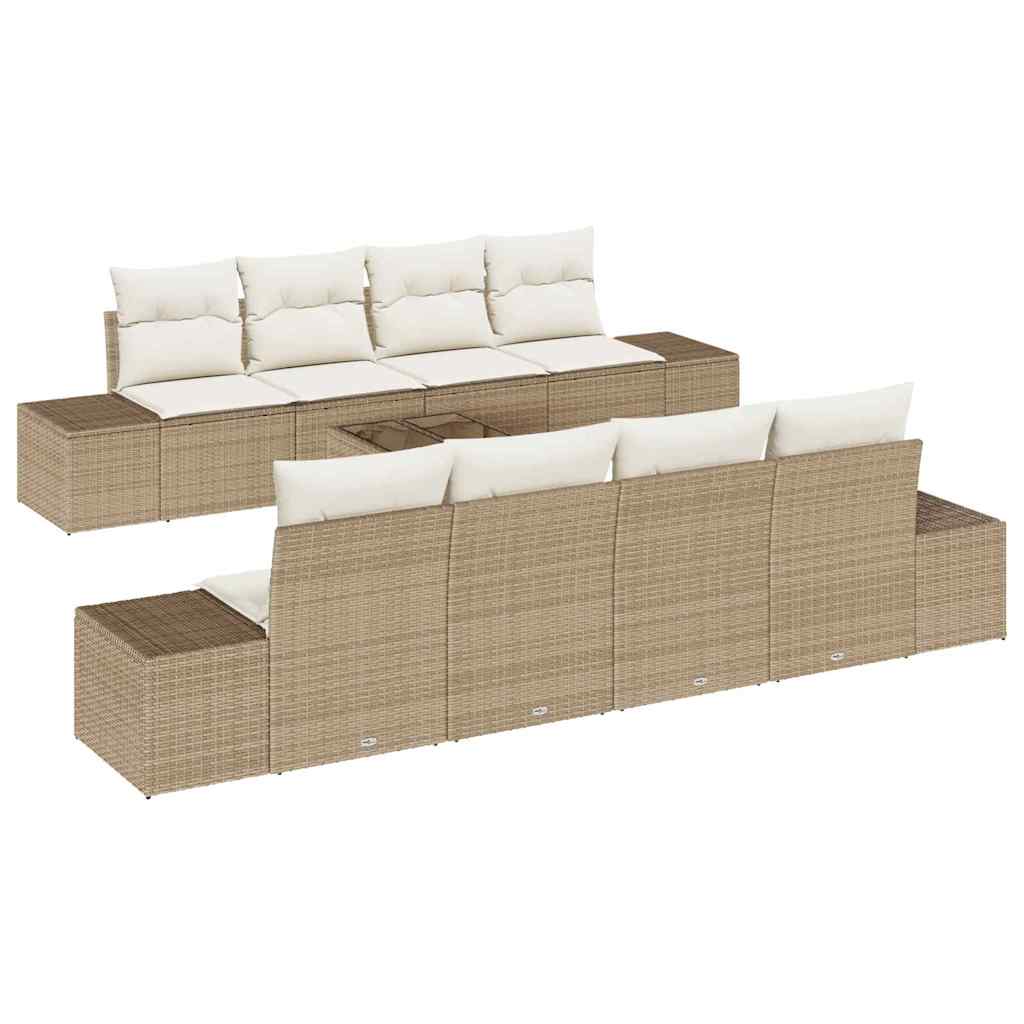 Sofa Set mit Kissen 7 pcs Beige und Creme Poly Rattan