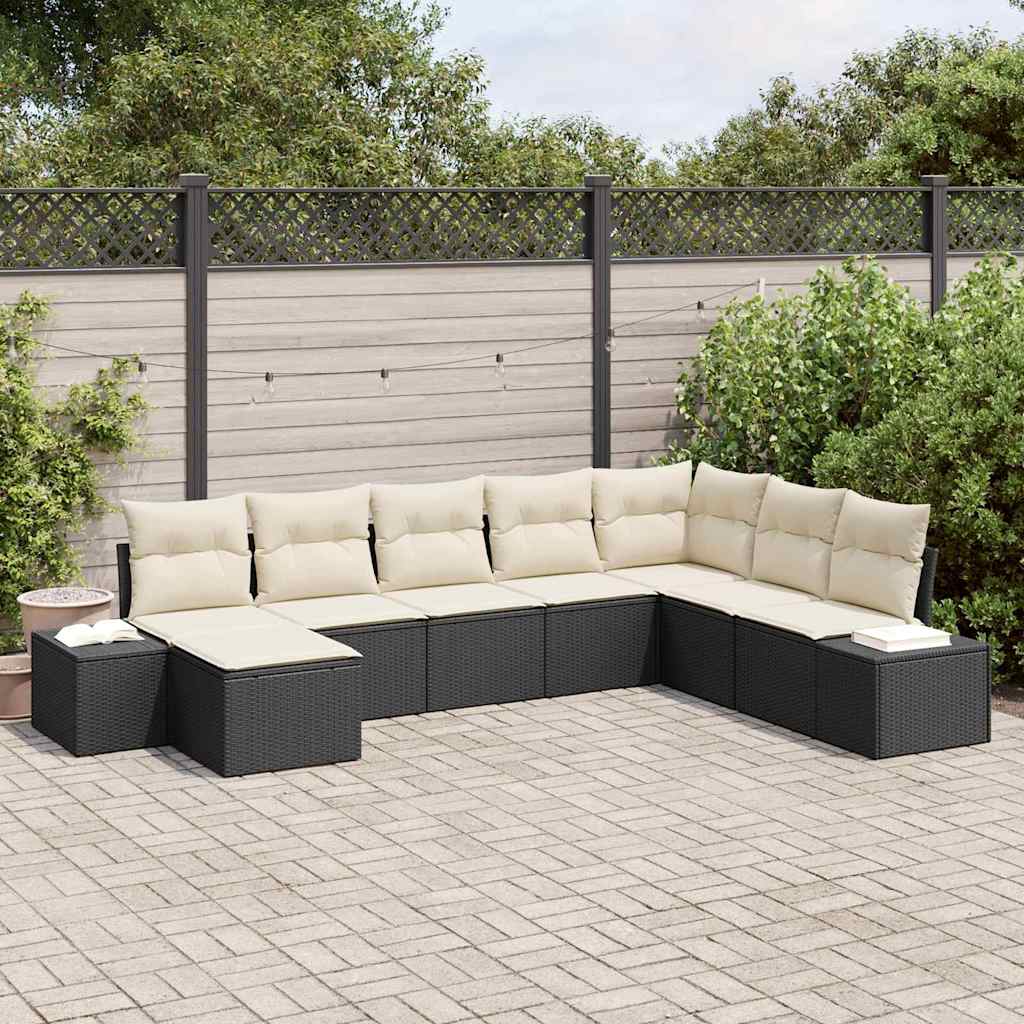 Gartensofa-set mit Kissen 8 pcs Poly-Rattan