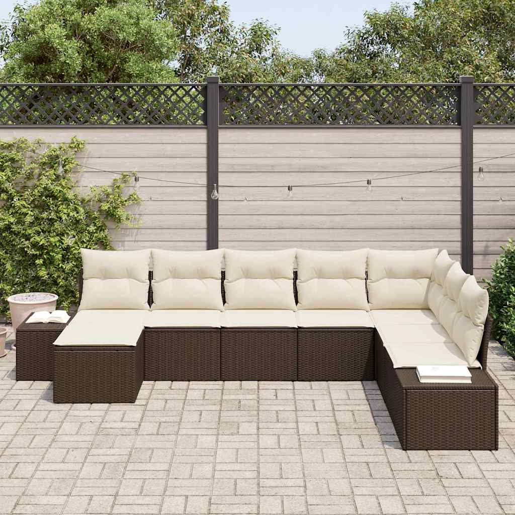 Gartensofa-set mit Kissen 8 pcs Poly-Rattan
