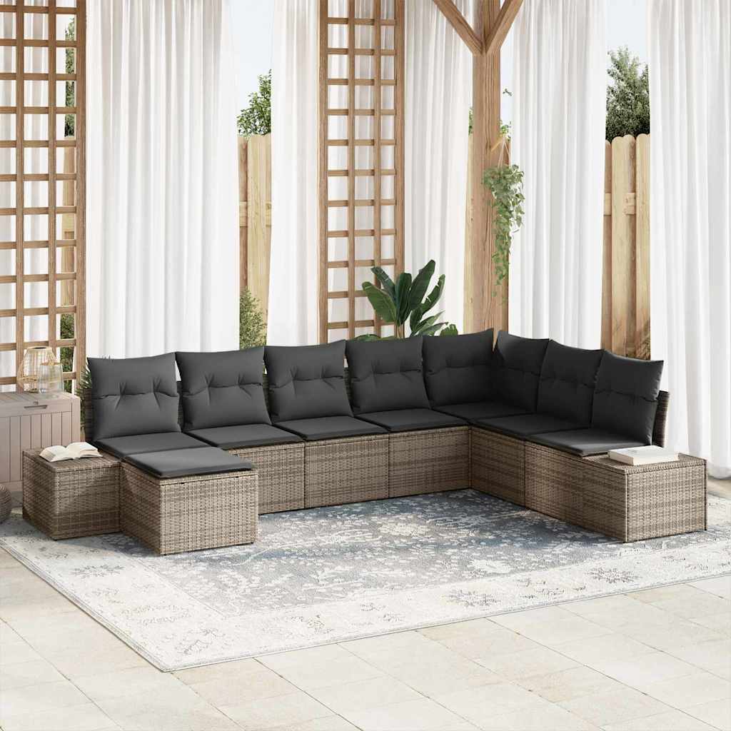 Gartensofa-set mit Kissen 8 pcs Poly-Rattan