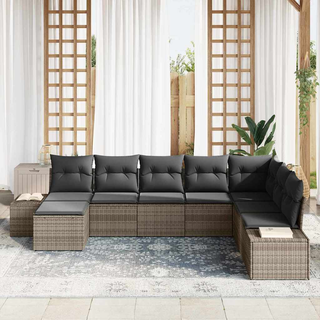 Gartensofa-set mit Kissen 8 pcs Poly-Rattan