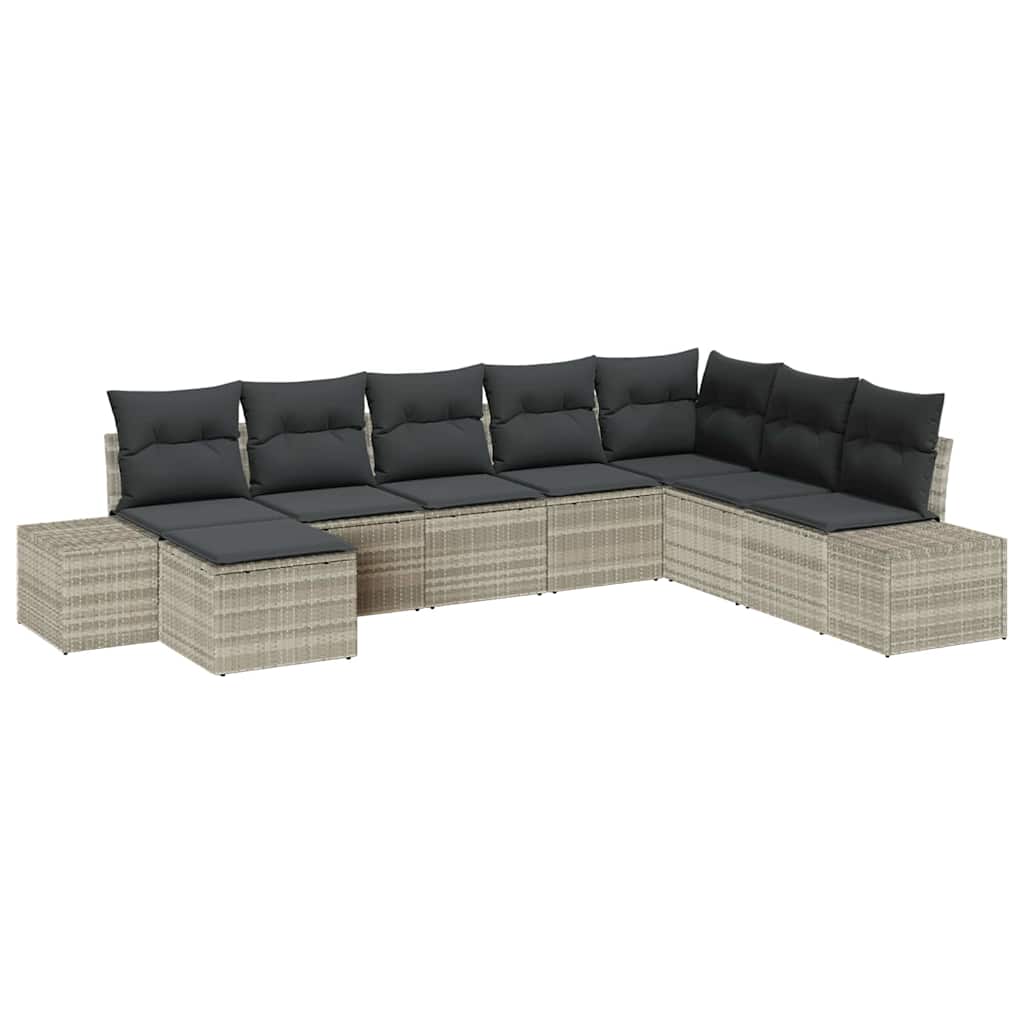 Gartensofa-set mit Kissen 8 pcs Poly-Rattan