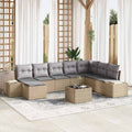 Gartensofa-set mit Kissen 9 pcs Beige Poly-Rattan