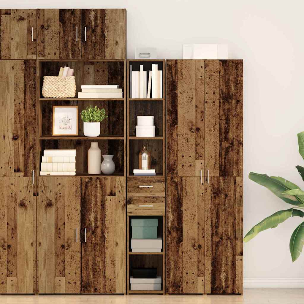 Bücherregal mit Schubladen Altholz 30 x 42,4 x 185,2 cm