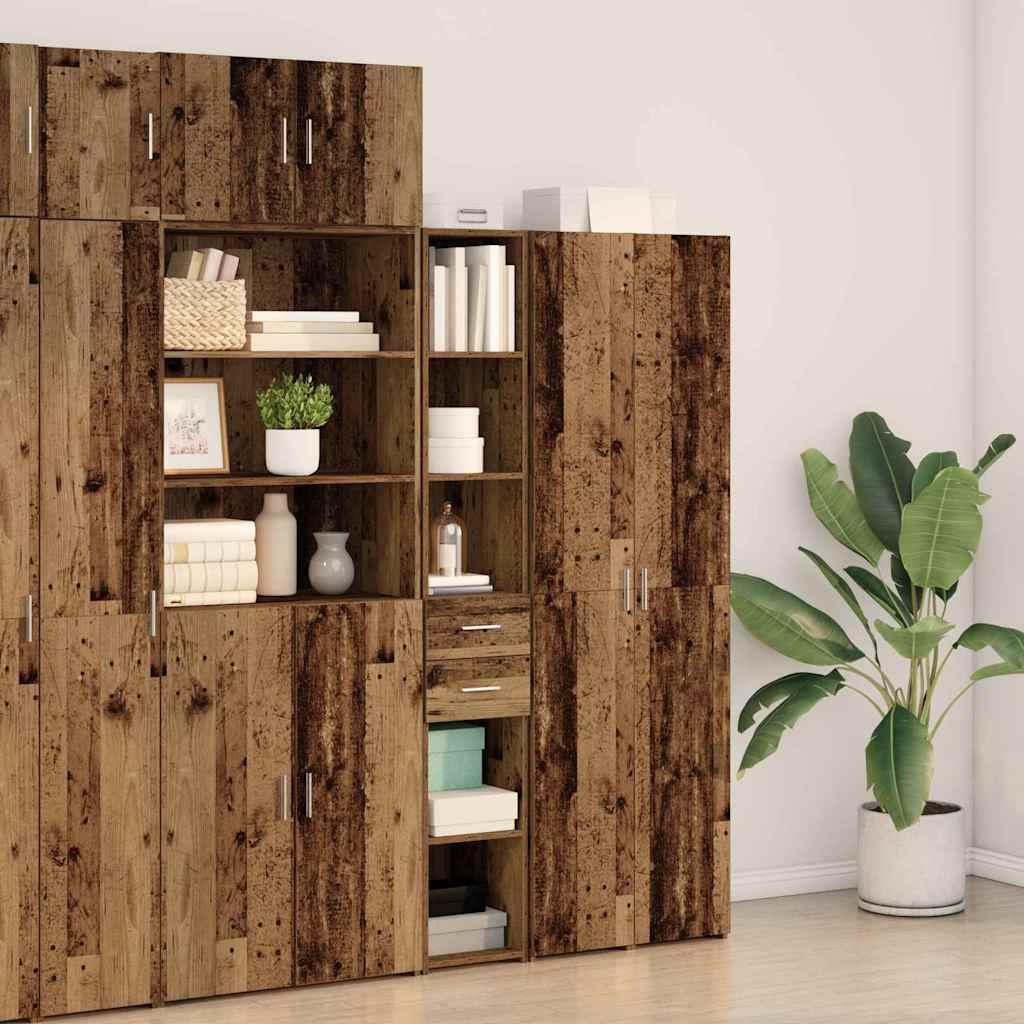 Bücherregal mit Schubladen Altholz 30 x 42,4 x 185,2 cm