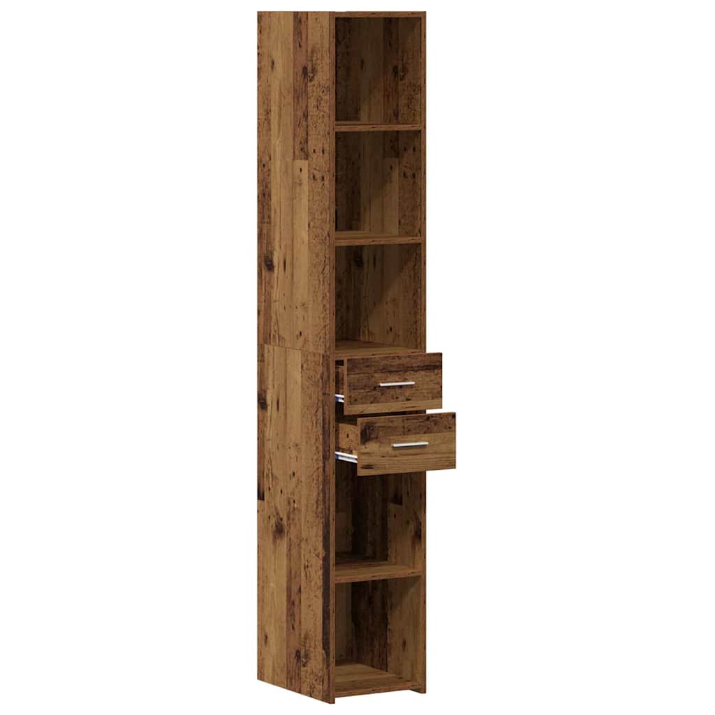 Bücherregal mit Schubladen Altholz 30 x 42,4 x 185,2 cm