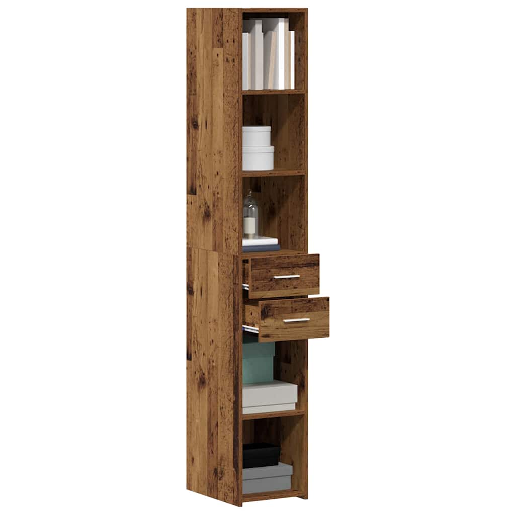 Bücherregal mit Schubladen Altholz 30 x 42,4 x 185,2 cm