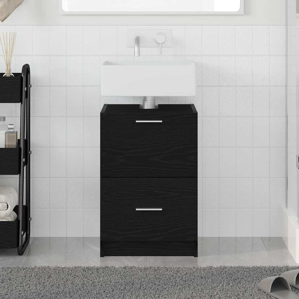 Badezimmerschrank mit Tür Schwarz Eichen-Optik 40 x 37 x 59 cm