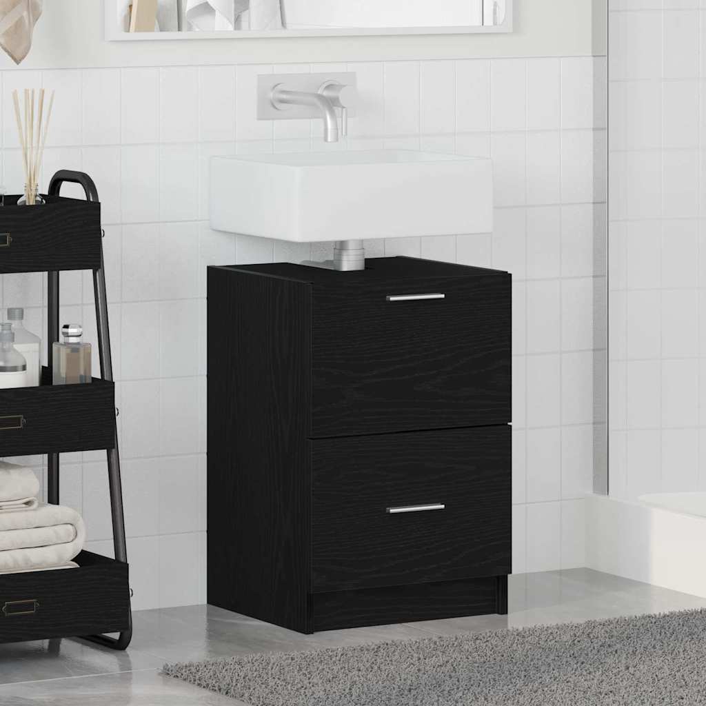 Badezimmerschrank mit Tür Schwarz Eichen-Optik 40 x 37 x 59 cm