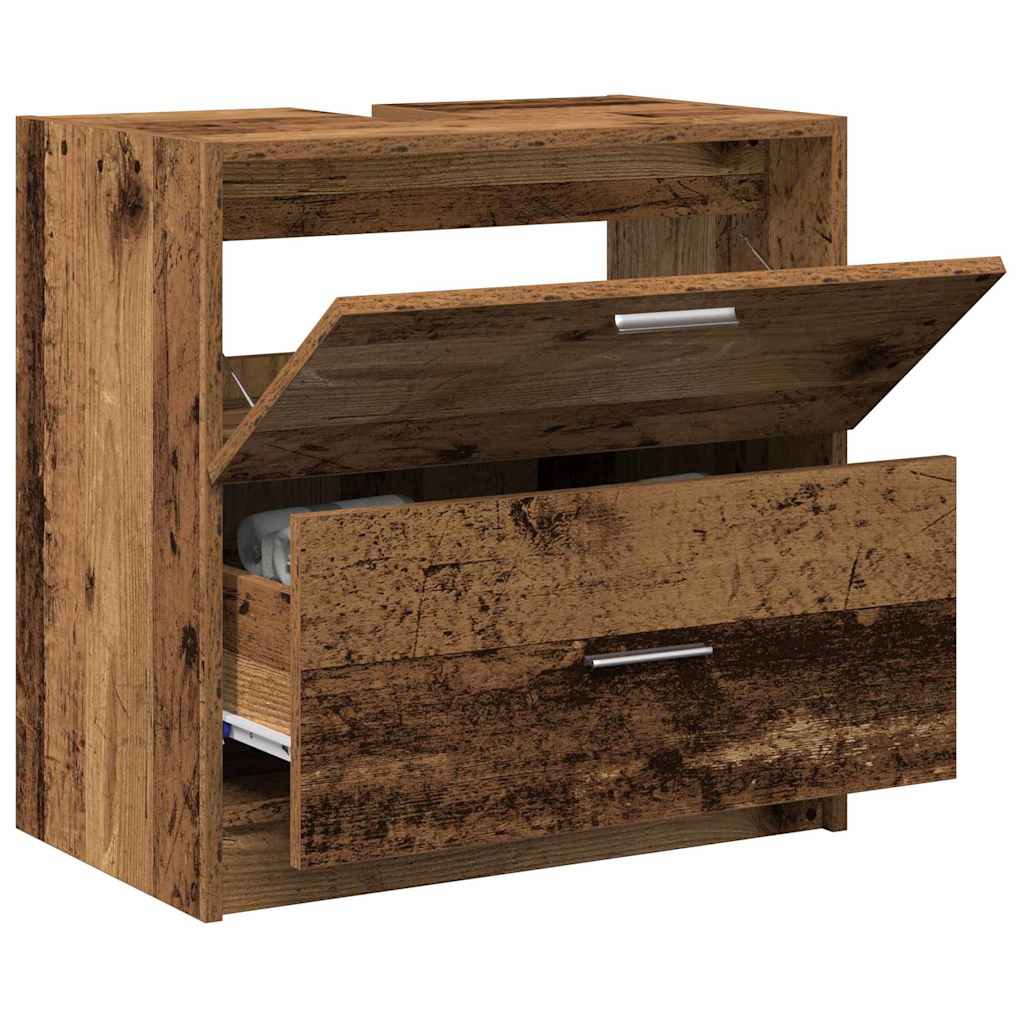 Badezimmerschrank mit Tür Altholz 59 x 37 x 59 cm Holzwerkstoff
