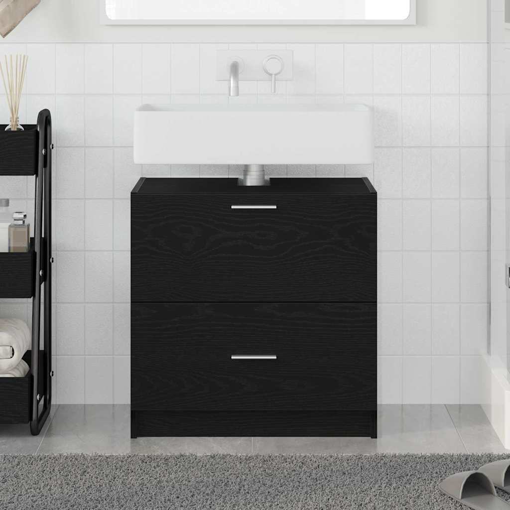 Badezimmerschrank mit Tür Schwarz Eichen-Optik 59 x 37 x 59 cm