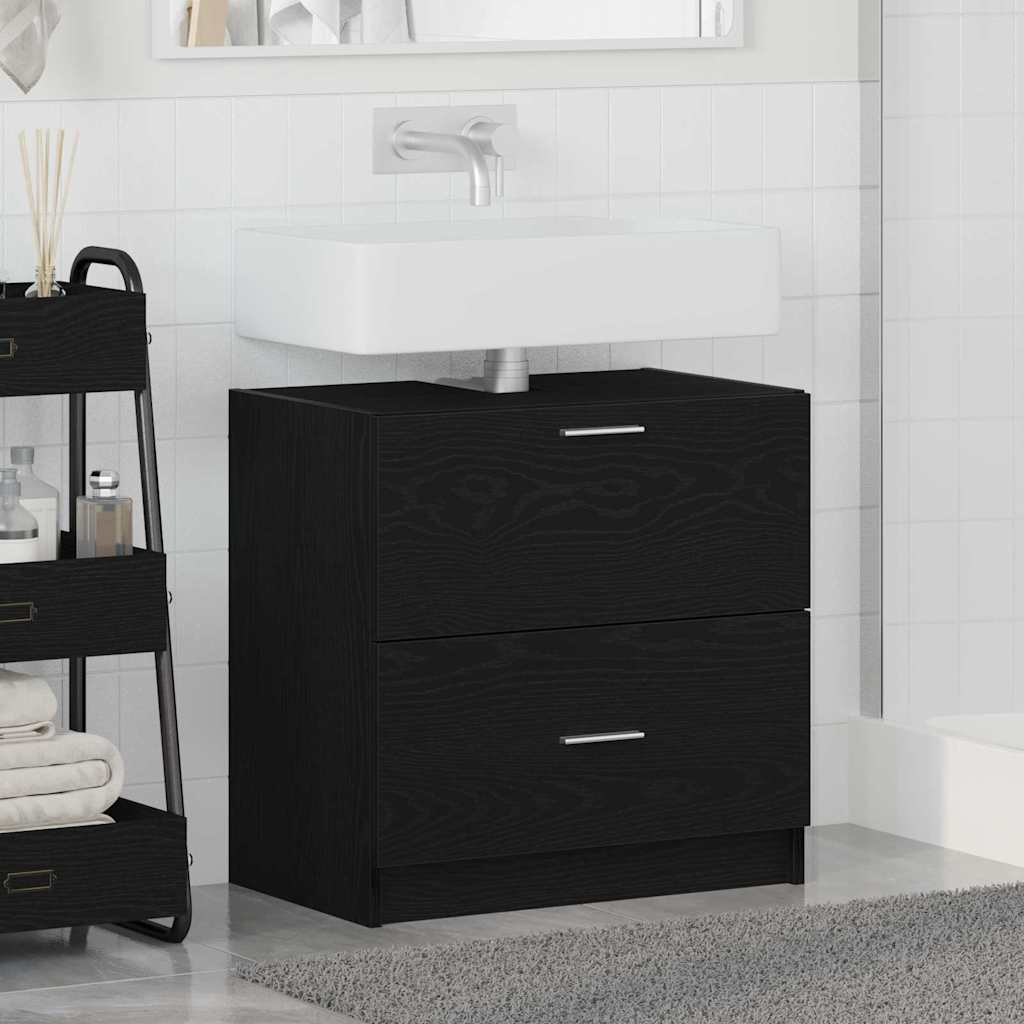 Badezimmerschrank mit Tür Schwarz Eichen-Optik 59 x 37 x 59 cm