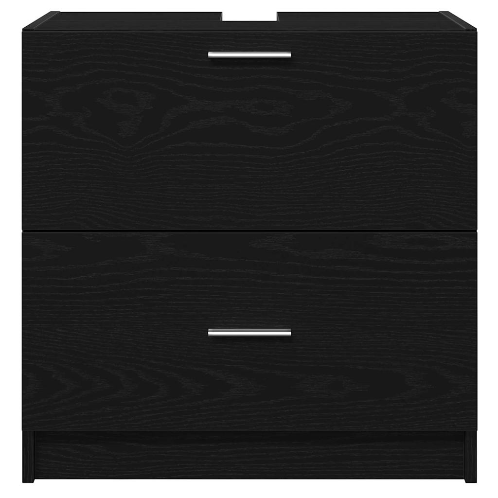 Badezimmerschrank mit Tür Schwarz Eichen-Optik 59 x 37 x 59 cm