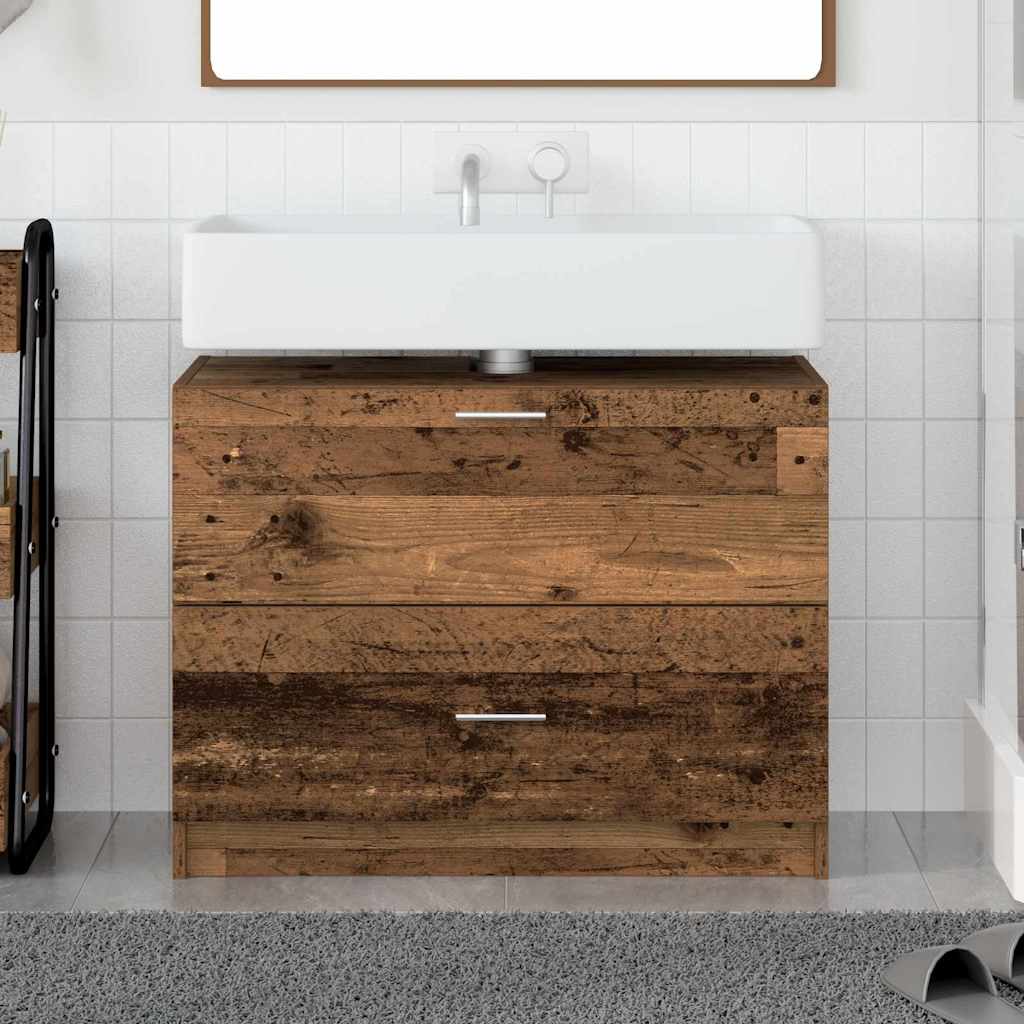 Badezimmerschrank mit Tür Altholz 78 x 37 x 59 cm Holzwerkstoff