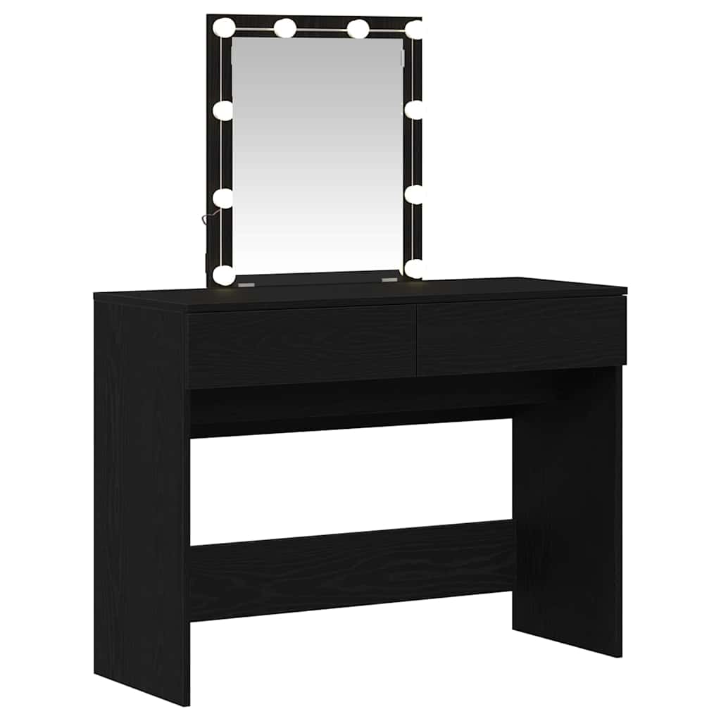 Schminktisch mit Spiegel Schwarz Eichen-Optik 100 x 40 x 130 cm