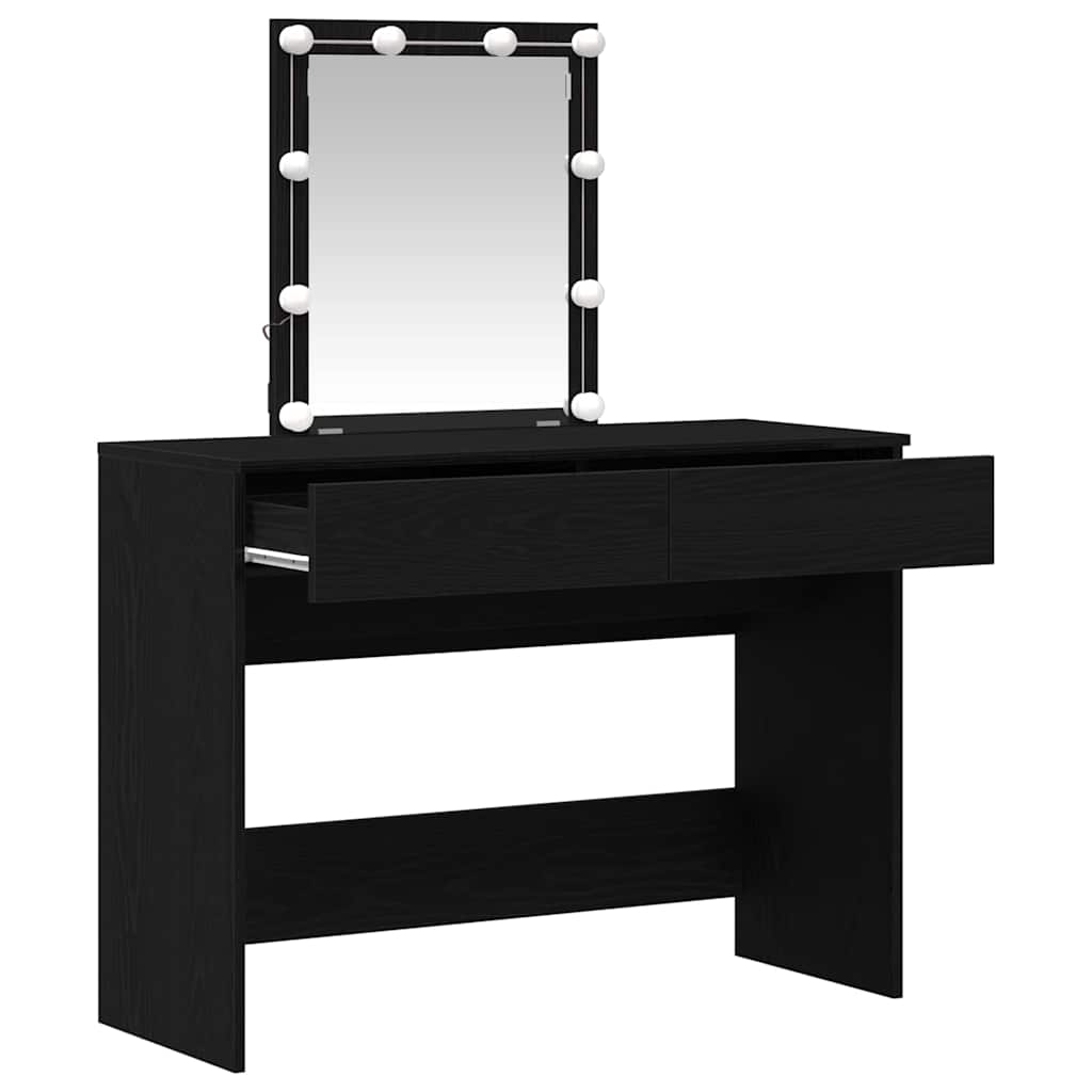 Schminktisch mit Spiegel Schwarz Eichen-Optik 100 x 40 x 130 cm