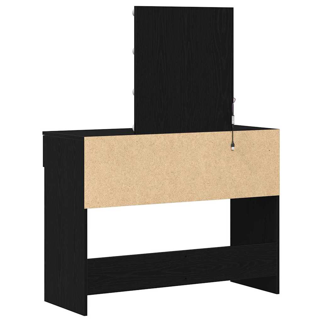 Schminktisch mit Spiegel Schwarz Eichen-Optik 100 x 40 x 130 cm