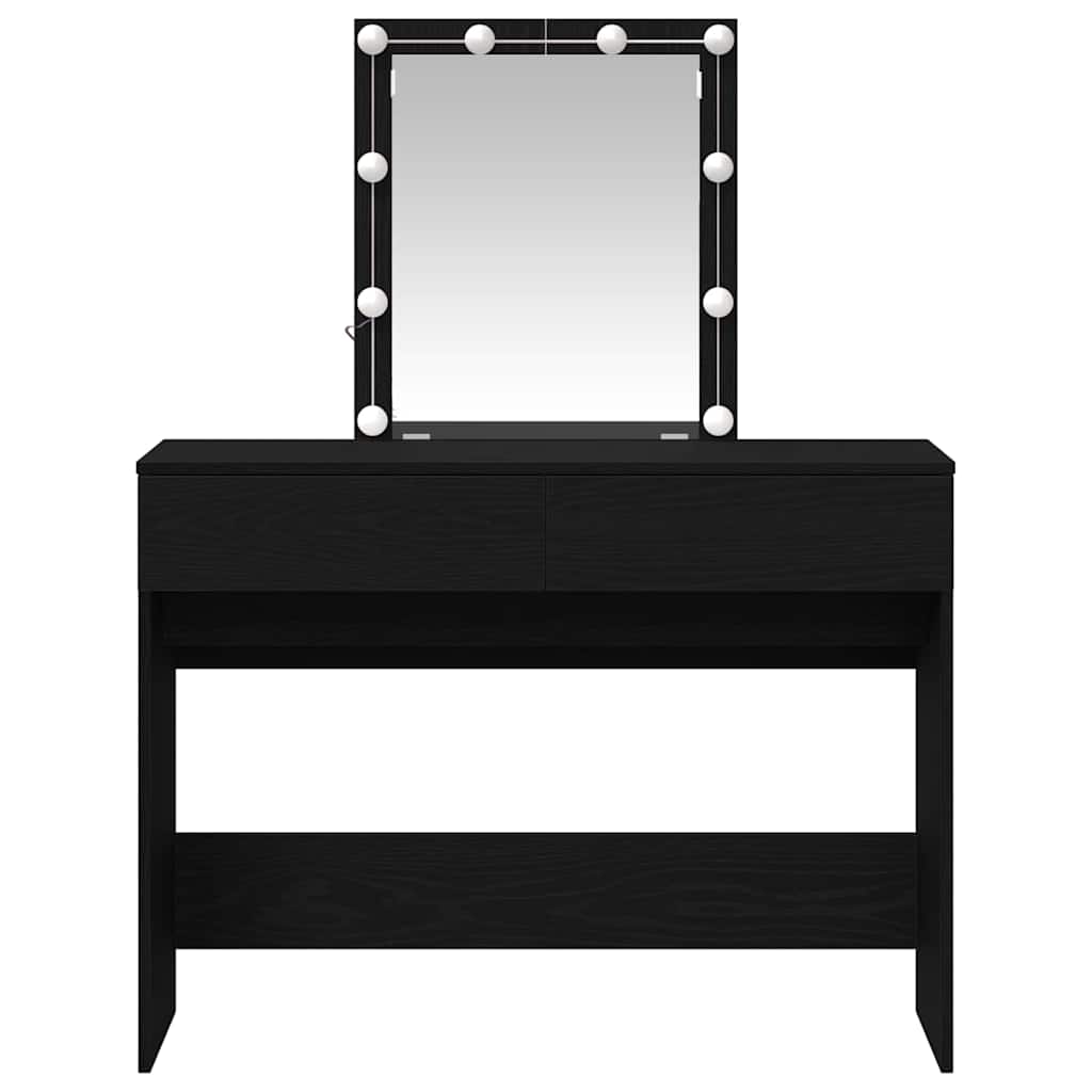 Schminktisch mit Spiegel Schwarz Eichen-Optik 100 x 40 x 130 cm