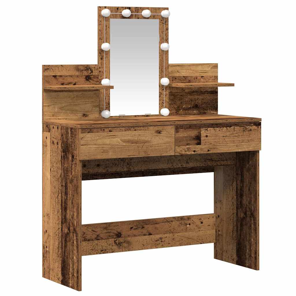 Schminktisch mit Regal Altholz 100 x 40 x 130 cm Holzwerkstoff