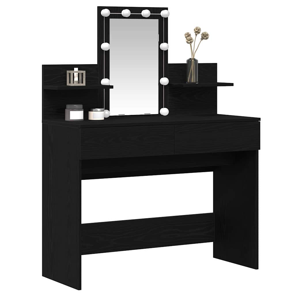 Schminktisch mit Regal Schwarz Eichen-Optik 100 x 40 x 130 cm