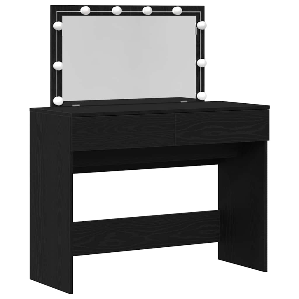 Schminktisch mit Spiegel Schwarz Eichen-Optik 100 x 40 x 120 cm