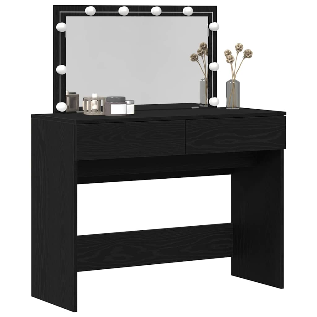 Schminktisch mit Spiegel Schwarz Eichen-Optik 100 x 40 x 120 cm