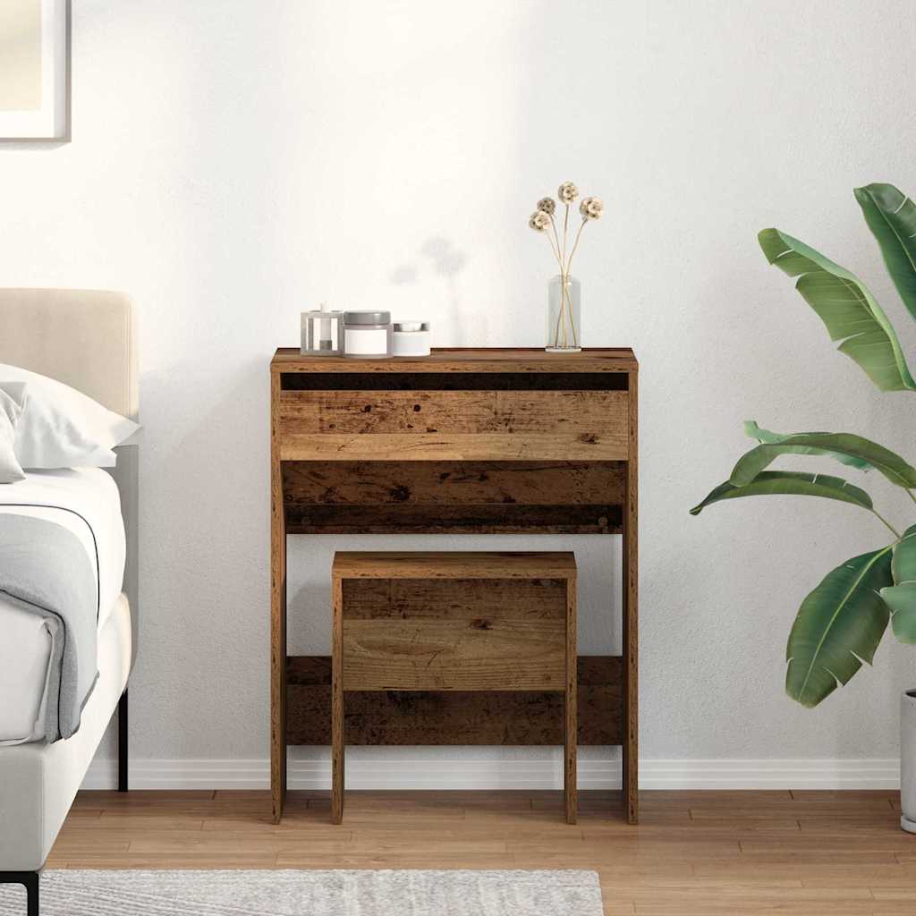 Schminktisch mit Speicher Altholz 60 x 40 x 75 cm Holzwerkstoff