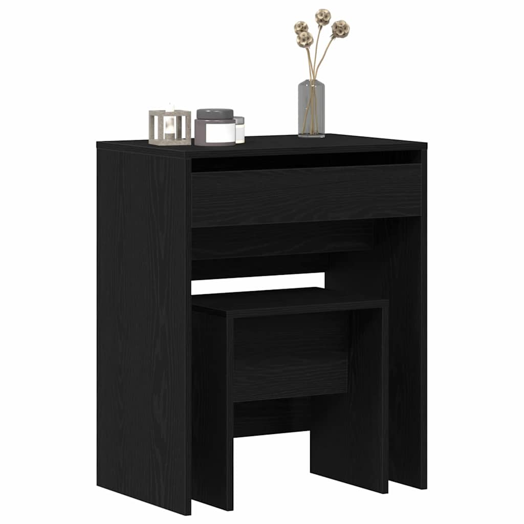 Schminktisch Schwarz Eichen-Optik 60 x 40 x 75 cm Holzwerkstoff