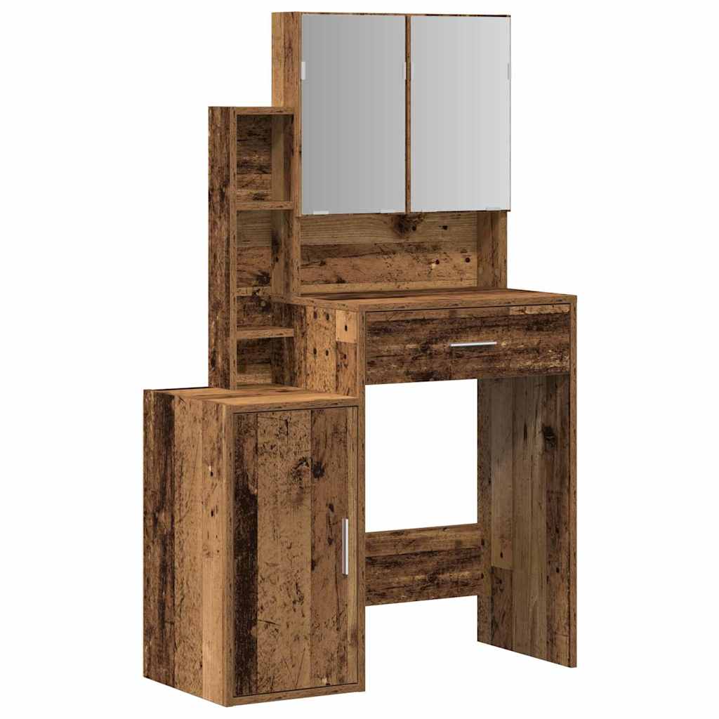 Schminktisch mit Regal Altholz 80 x 35 x 132 cm Holzwerkstoff
