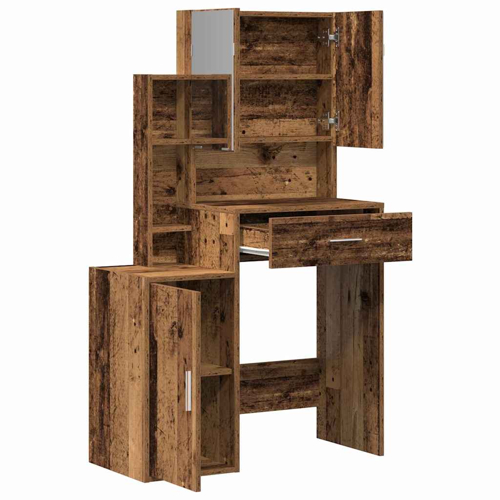 Schminktisch mit Regal Altholz 80 x 35 x 132 cm Holzwerkstoff