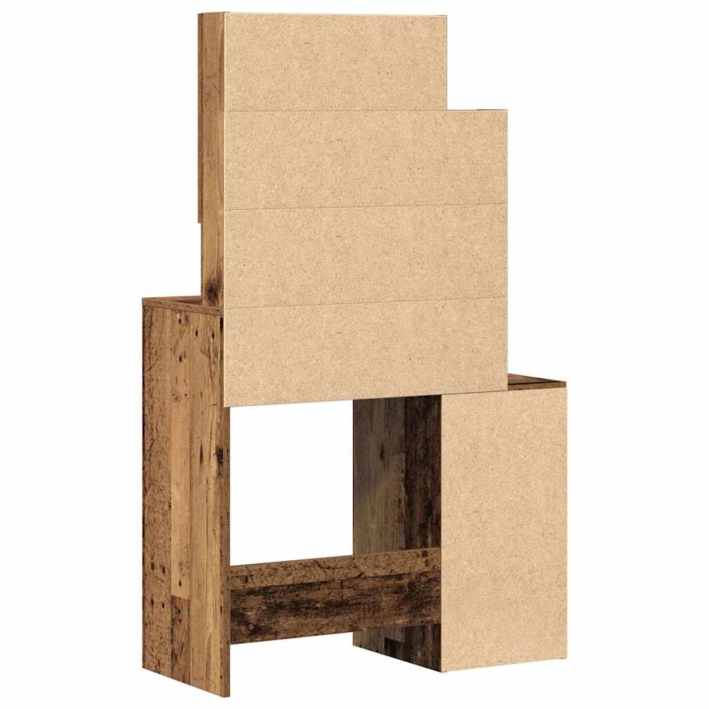 Schminktisch mit Regal Altholz 80 x 35 x 132 cm Holzwerkstoff