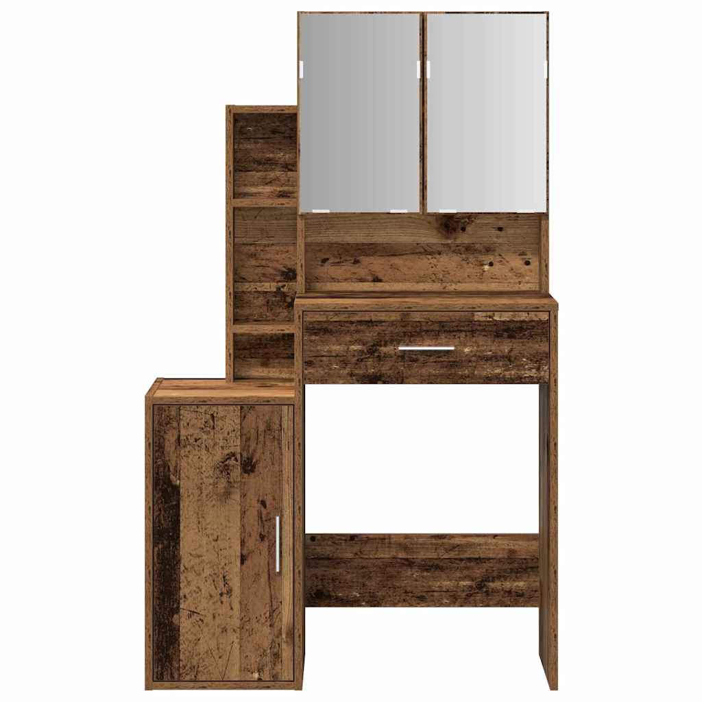 Schminktisch mit Regal Altholz 80 x 35 x 132 cm Holzwerkstoff