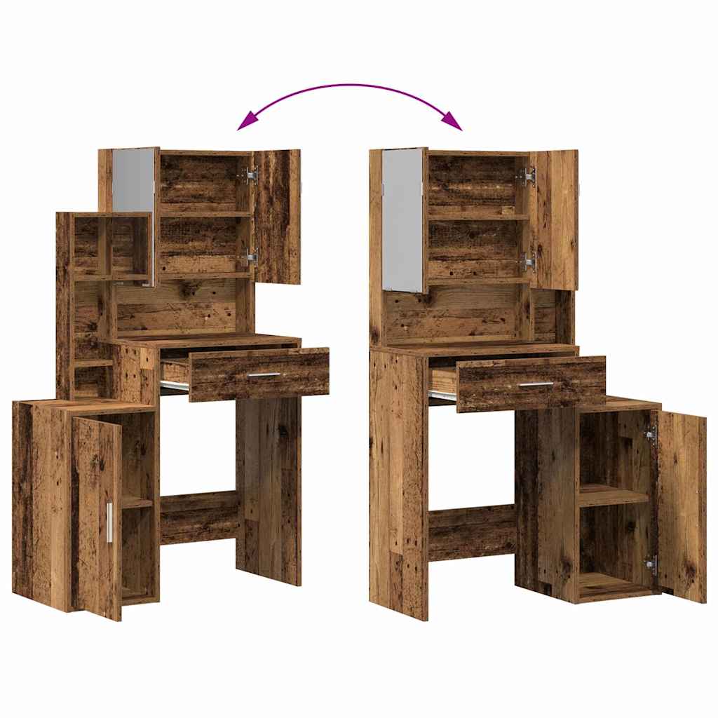 Schminktisch mit Regal Altholz 80 x 35 x 132 cm Holzwerkstoff