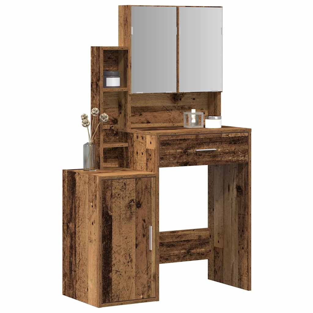 Schminktisch mit Regal Altholz 80 x 35 x 132 cm Holzwerkstoff