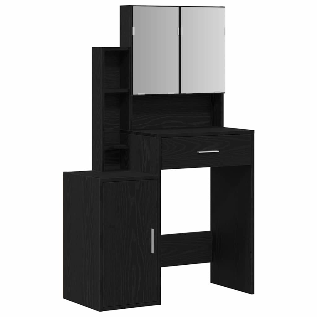 Schminktisch mit Regal Schwarz Eichen-Optik 80 x 35 x 132 cm
