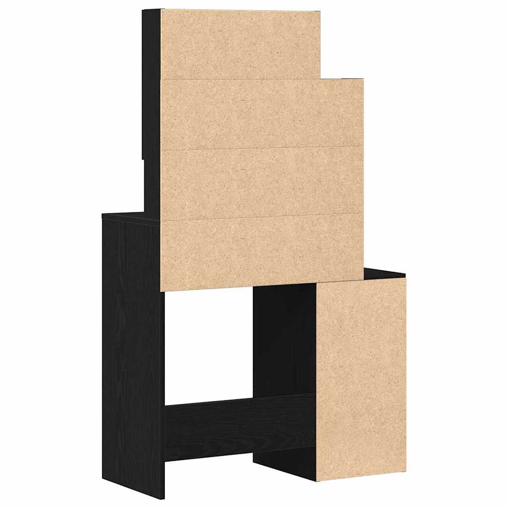 Schminktisch mit Regal Schwarz Eichen-Optik 80 x 35 x 132 cm