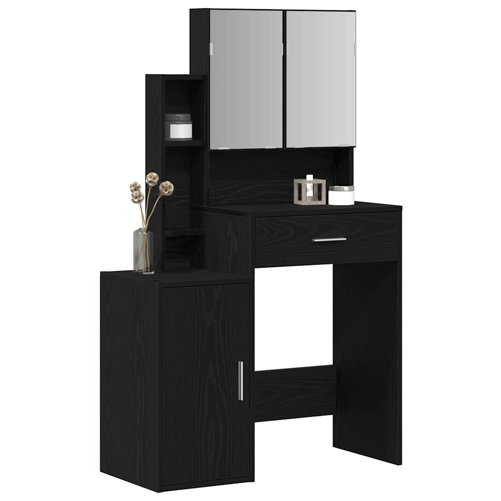 Schminktisch mit Regal Schwarz Eichen-Optik 80 x 35 x 132 cm