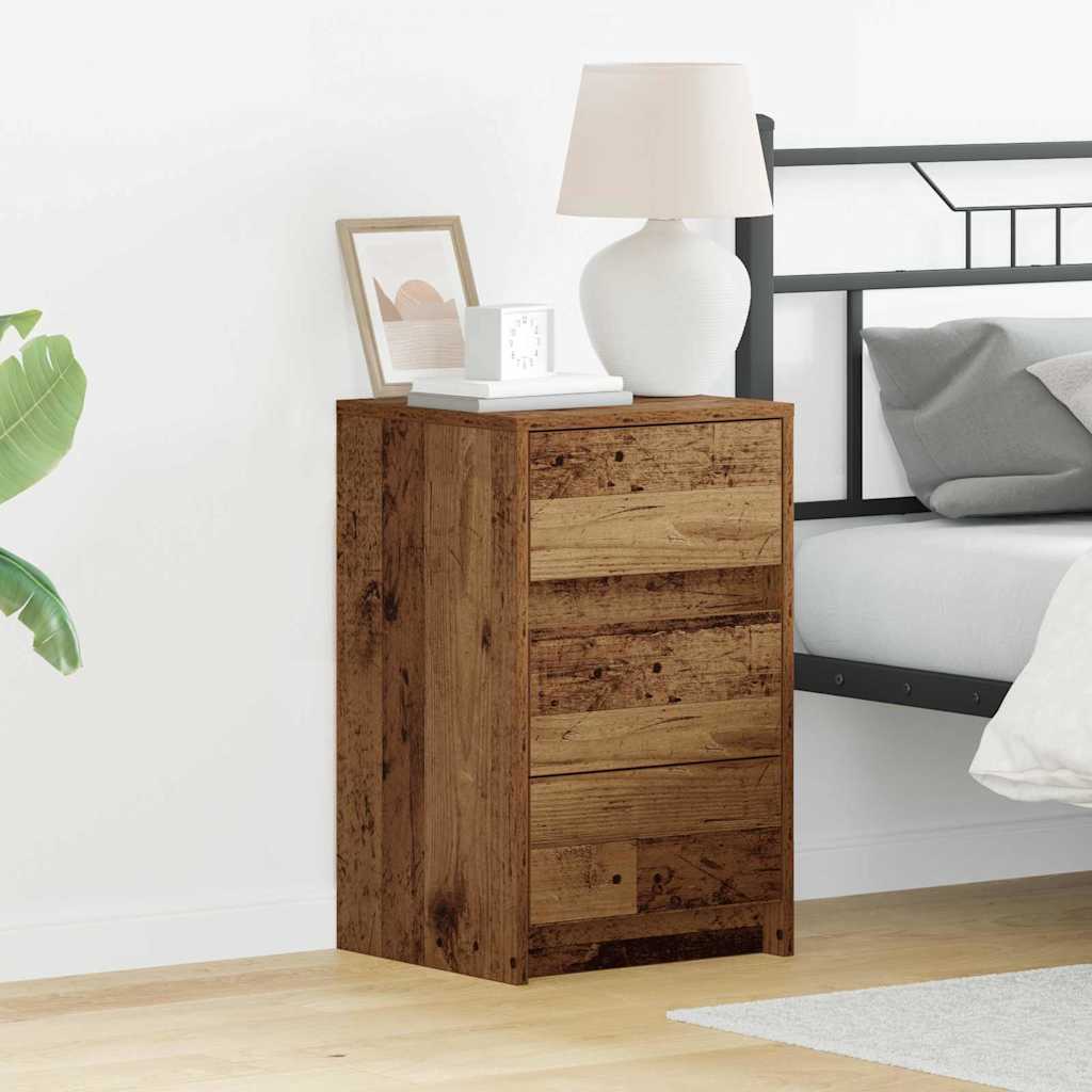 Nachttisch mit Schubladen Altholz 38 x 34 x 61 cm Holzwerkstoff