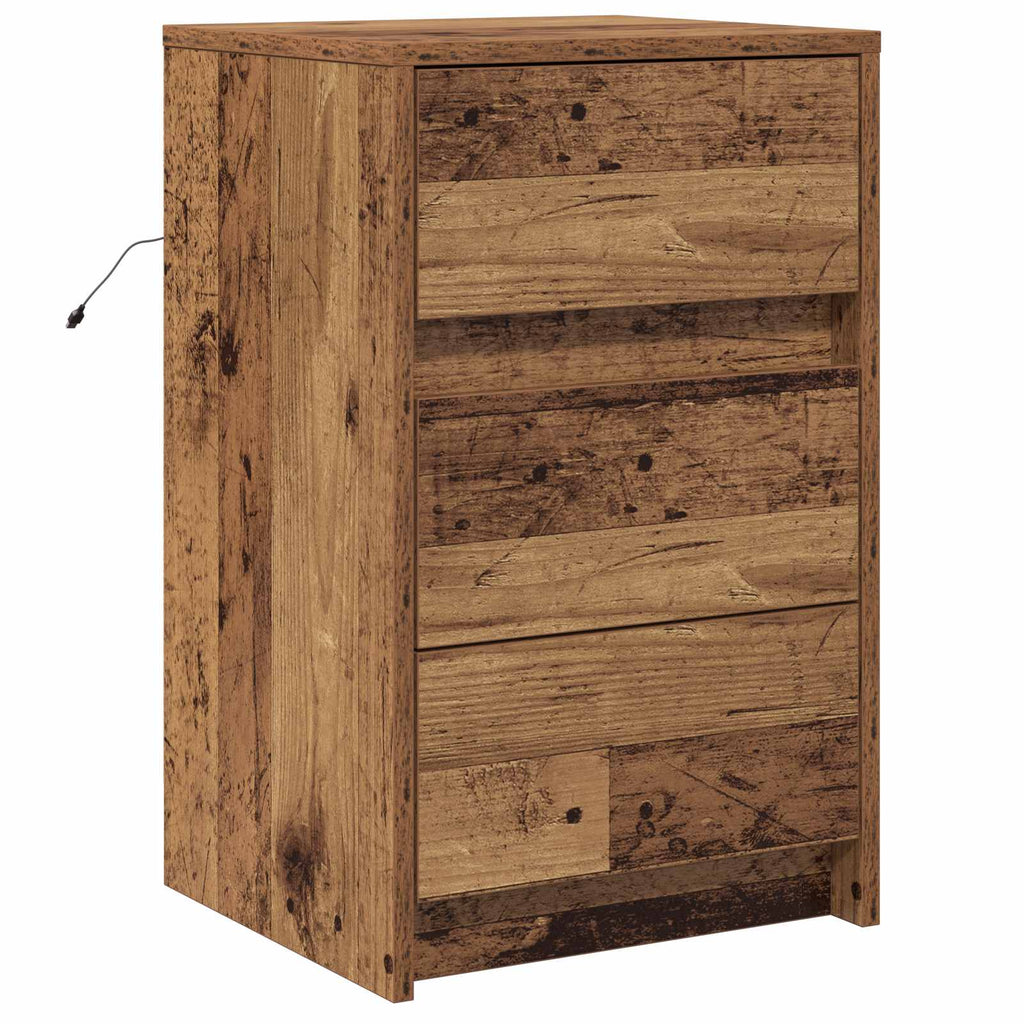 Nachttisch mit Schubladen Altholz 38 x 34 x 61 cm Holzwerkstoff