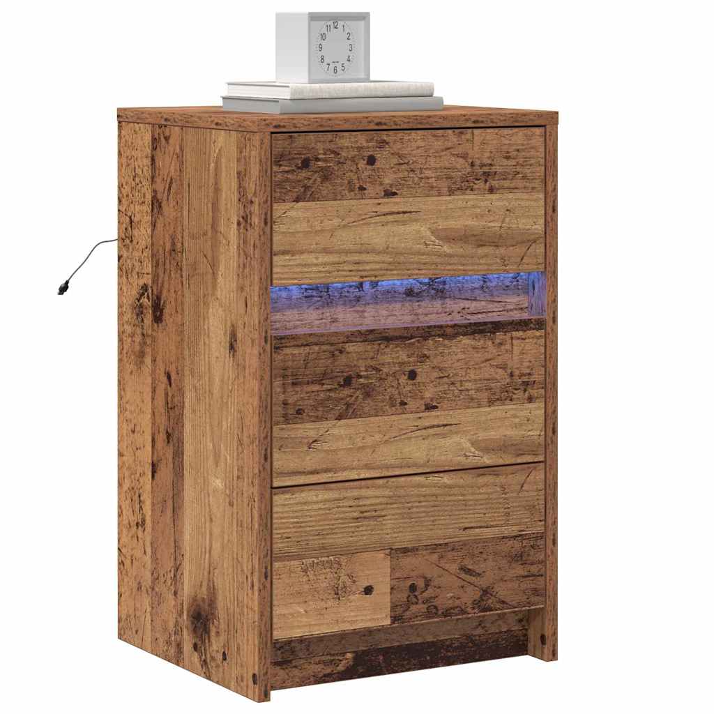 Nachttisch mit Schubladen Altholz 38 x 34 x 61 cm Holzwerkstoff