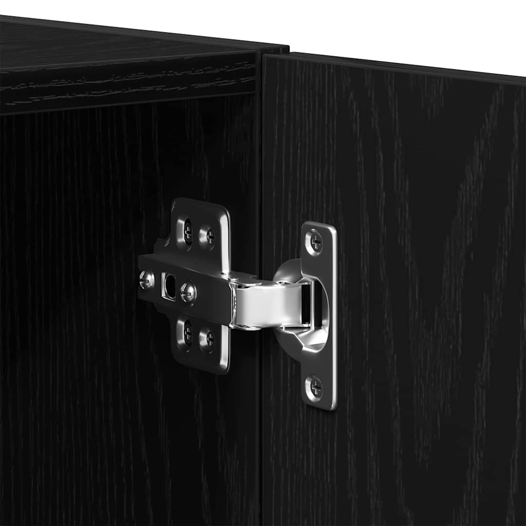 Wandschrank Wandmontiert Schwarz Eichen-Optik 70 x 42,5 x 40 cm