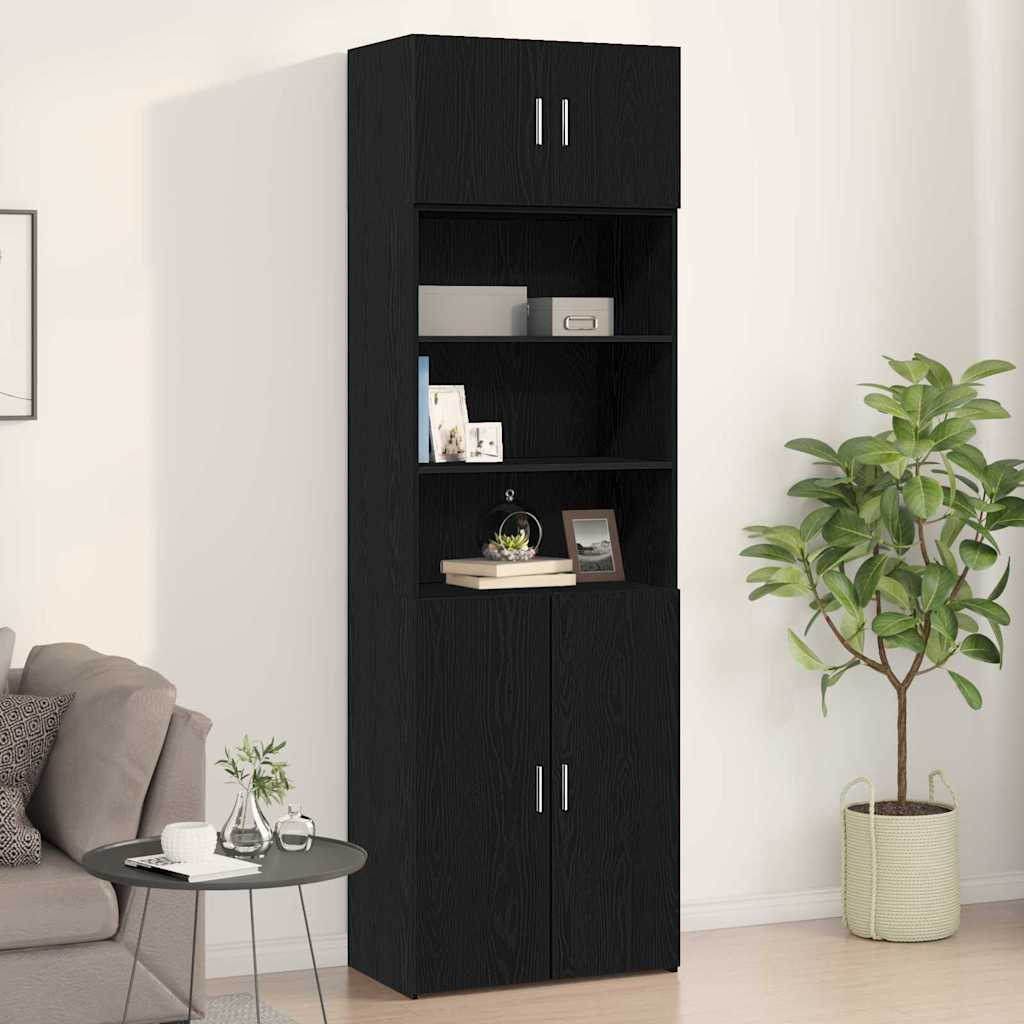 Wandschrank Wandmontiert Schwarz Eichen-Optik 70 x 42,5 x 40 cm
