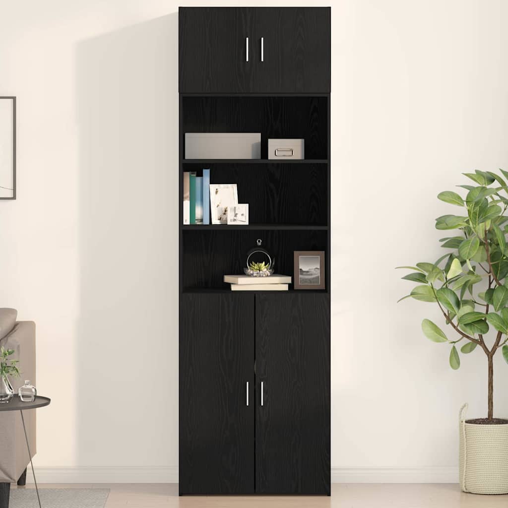 Wandschrank Wandmontiert Schwarz Eichen-Optik 70 x 42,5 x 40 cm